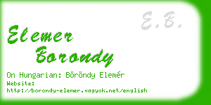 elemer borondy business card