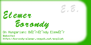 elemer borondy business card